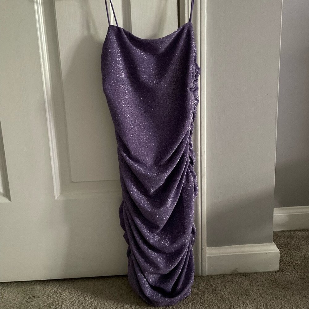 Women's Size XXS Purple Glittery Mini Party Dress